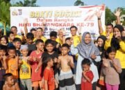 Senyum bahagia anak panti asuhan Menyambut hut Bhayangkara ke 79 Polres Rokan hulu ajak ke waterpark