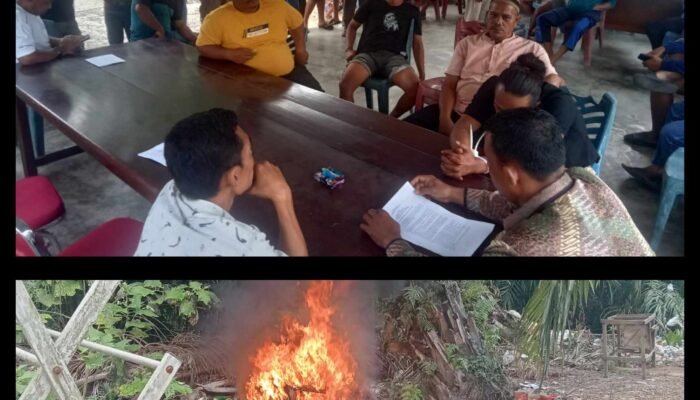 Polsek Rambah Hilir Evakuasi Terduga Pencuri Sawit dari Amukan Warga, Motor Pelaku Dibakar Massa