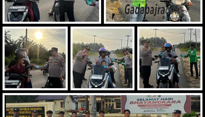 Indahnya Berbagi di Ramadhan, Polres Rohul Bersama Mahasiswa Turun ke Jalan Bagikan Takjil dan Sembako