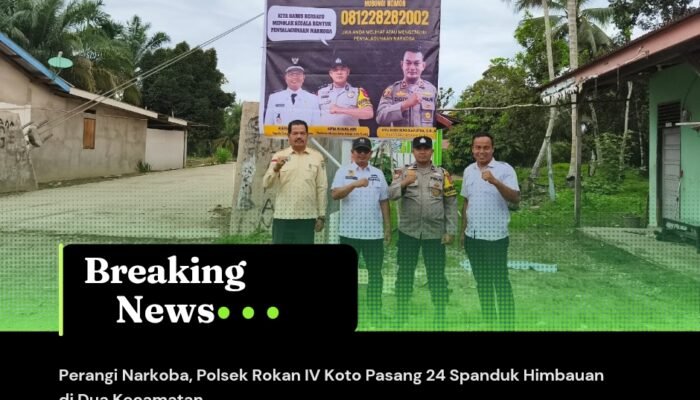 Perangi Narkoba, Polsek Rokan IV Koto Pasang 24 Spanduk Himbauan di Dua Kecamatan