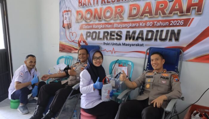 Hari Bhayangkara ke-80, Polres Madiun Hadirkan Aksi Kemanusiaan Lewat Bhakti Kesehatan dan Donor Darah