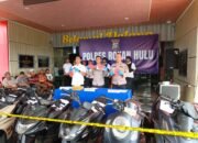 Konferensi Pers Polres Rokan Hulu Ungkap Rangkaian Kasus Curanmor, Satu Unit Mobil L300 dan 5 Unit Sepeda Motor Dikembalikan Kepada Korban