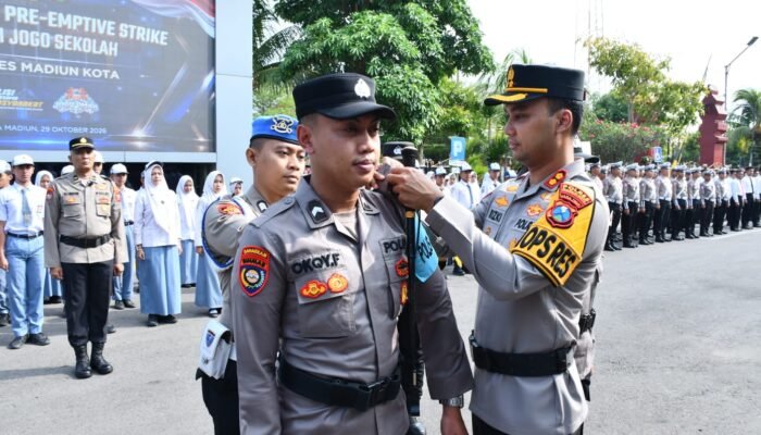 Polres Madiun Kota Gelar Apel Satgas Pre-Emptive Strike Polisi Jogo Sekolah, Perkuat Keamanan Lingkungan Pendidikan